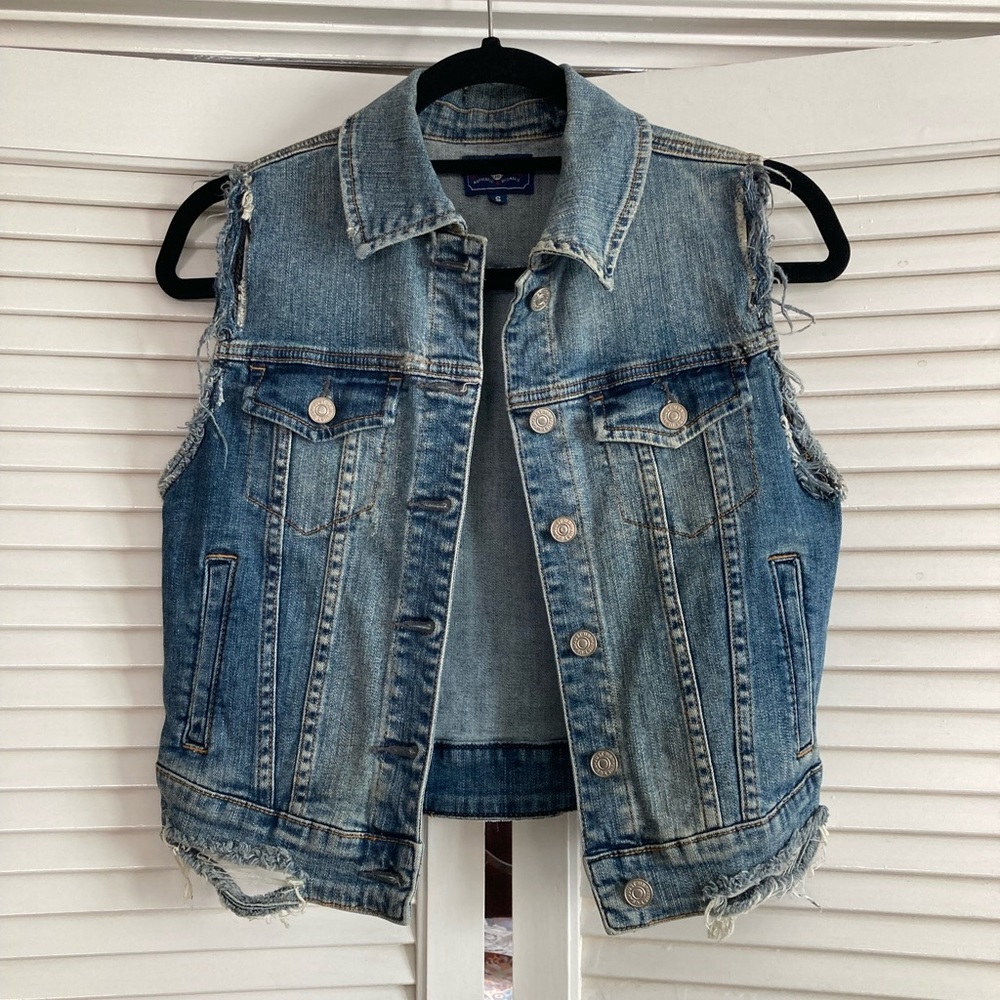Distressed Denim Vest
